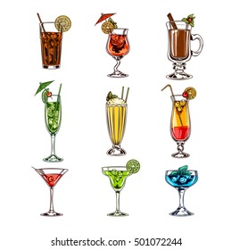 Vector set of cocktail glasses