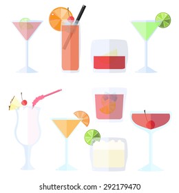 Vector Set of Cocktails and Drinks on A White Background.