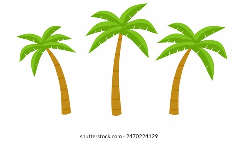 Vector Set of Coconut Trees on White Background. Good For Posters And Banners