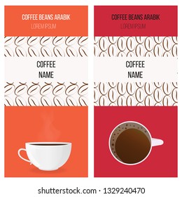 Vector set of coffee bean labels, design elements and seamless patterns for coffee packaging templates. Can be used for label, banner, poster, identity, branding.