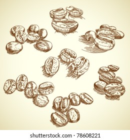 Vector set of coffee beans