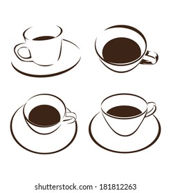 vector set of coffee cup
