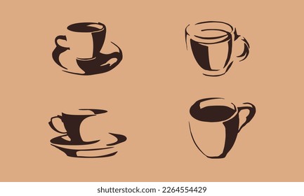 Vector set of coffee cups