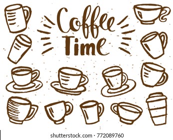 vector set with coffee cups