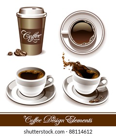 Vector set of coffee cups. All elements are grouped and layered.