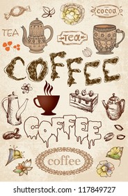  vector, set of coffee design elements