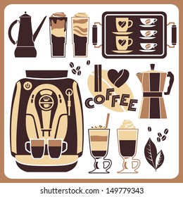 Vector set of coffee design elements