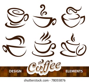 Vector set of coffee design elements.