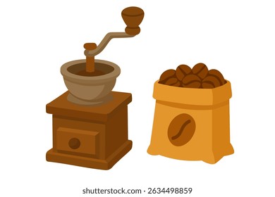 Vector set of coffee drinks in cute cups and glasses, latte art and whipped cream, cozy flat style.
