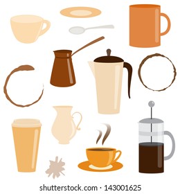 Vector set of coffee related icons isolated on white
