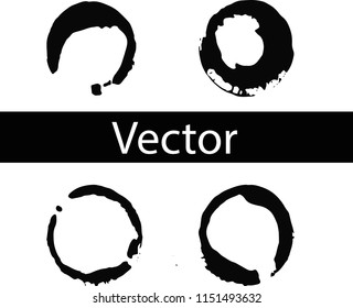 Vector set of coffee ring stains. Black drink stains illustration on Transparent Background Isolated. Splash and blots concept for grunge design