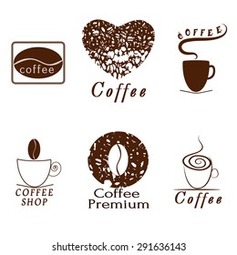 Vector set of coffee shop logos, restaurant or coffeehouse design elements.