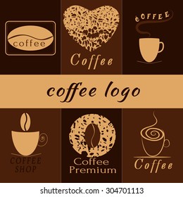 Vector set of coffee shop logos, restaurant or coffeehouse design elements.