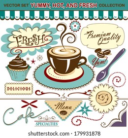 Vector Set: Coffee Shop, Yummy, Hot, and Fresh Collection - Lots of tasty elements for your layout or menu!