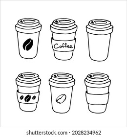 Vector set of coffee stuff clipart. Tasty illustration for design. Hand drawn prints and doodle.