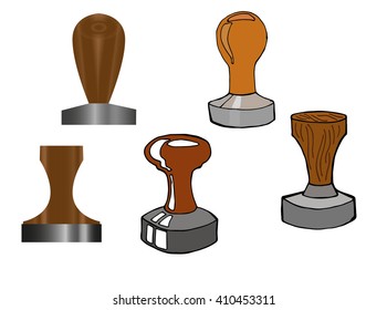 vector Set of coffee tampers, coffee making, professional Barista, espresso making