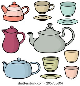 vector set of coffee or tea set