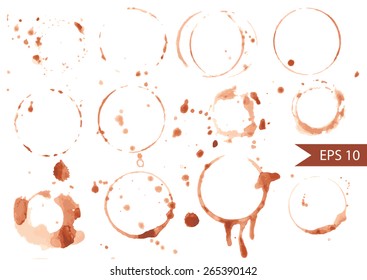 Vector Set of Coffee and Tea Stains