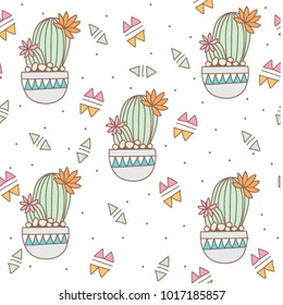 Vector set collection cute design cactus seamless pattern