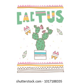Vector set collection cute modern trend design concept cactus 