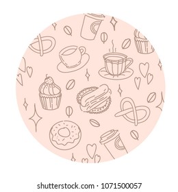 Vector set collection design hand drawn cute concept with coffee and dessert