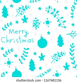 Vector set collection design hand drawn cute winter christmas seamless pattern
