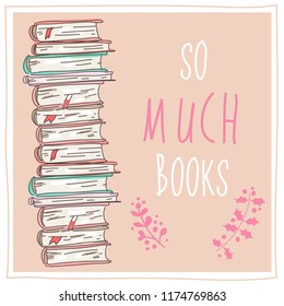 Vector set collection design hand drawn cute concept with books