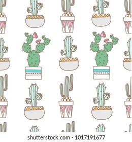 Vector set collection design pattern with modern trend cute cactus