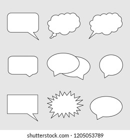Vector set collection of different high quality blank speech bubbles isolated on white background