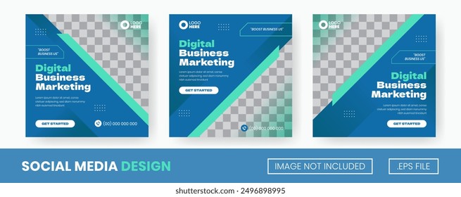 Vector set of collection Digital Marketing, for Flyer, social media post or banner with Blue Color