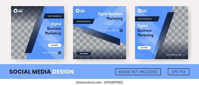 Vector set of collection Digital Marketing, for Flyer, social media post or banner with Blue Color