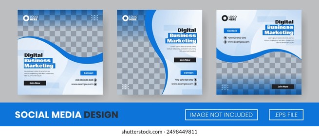 Vektorgrafik-Kollektion Digitales Marketing, für Flyer, Social-Media-Post oder Banner mit Blauer Farbe