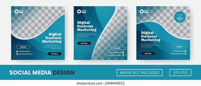 Vector set of collection Digital Marketing, for Flyer, Social Media Post or Banner, with Blue Color