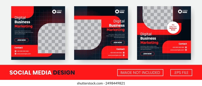Vector set of collection Digital Marketing, for Flyer, Social Media Post or Banner, with Black, Red Color