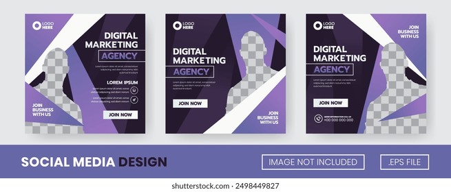 Vector set of collection Digital Marketing, for Flyer, Social Media Post or Banner, with Purple Color