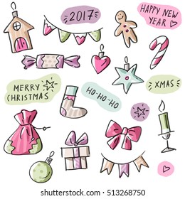 Vector set collection with holiday toys
