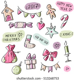 Vector set collection with holiday toys