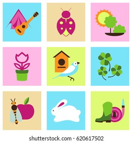 Vector set collection icons of color springs symbols