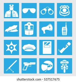 Vector set collection icons of police equipment vector illustration