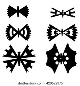 Vector set. Collection of mechanical butterflies.
