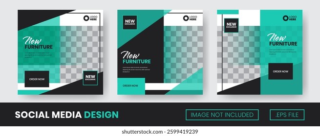 Vector set of collection New Furniture, Suitable for Flyer, Social Media Post or banner with Black and Green Color