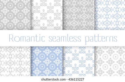 Vector set collection of romantic floral seamless pattern for decoration damask wallpaper, vintage style