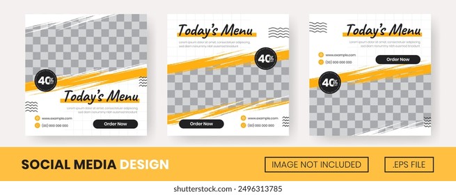 Vector set of collection Today's Menu flyer or social media post banner with yellow color