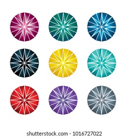 Vector set of coloful stones (diamonds) design elements - cutting samples. Gemstone. Fashion jewelry.