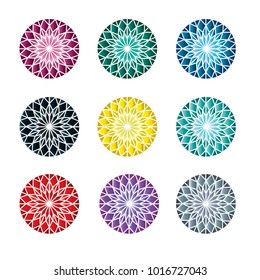 Vector set of coloful stones (diamonds) design elements - cutting samples. Gemstone. Fashion jewelry.