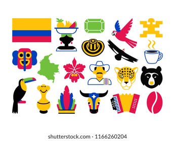 Vector Set Of Colombia Icons Isolated On White Background