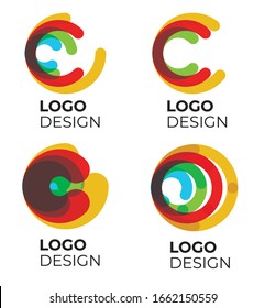 Vector set of color abstract modern logo. Logotype and symbols