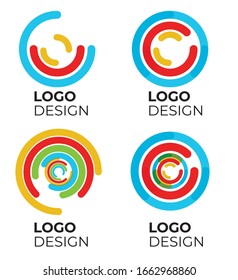 Vector set of color abstract modern logo. Logotype and symbols