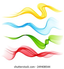 Vector Set of  color Abstract smoke  curved lines 