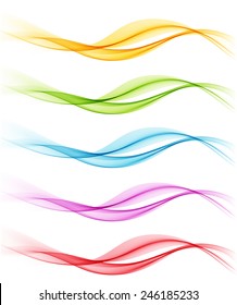Vector Set of color Abstract smoky waved lines